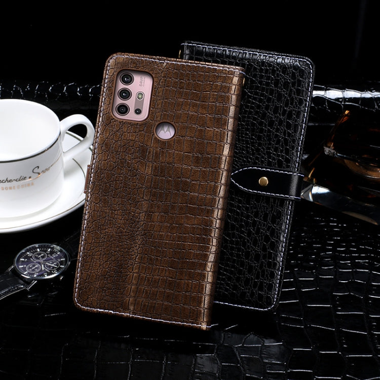 For Motorola Moto G30 idewei Crocodile Texture Horizontal Flip Leather Case with Holder & Card Slots & Wallet(Black) - Motorola Cases by idewei | Online Shopping UK | buy2fix