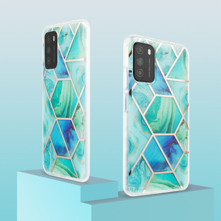 For Xiaomi Poco M3 / Note 9 4G / Redmi 9 Power / Redmi 9T 3D Electroplating Marble Pattern TPU Protective Case(Green) - Xiaomi Accessories by buy2fix | Online Shopping UK | buy2fix