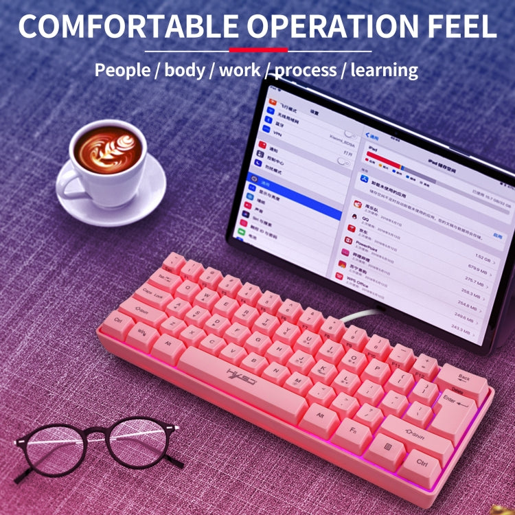 HXSJ V700 61 Keys RGB Lighting Gaming Wired Keyboard (Pink) - Wired Keyboard by HXSJ | Online Shopping UK | buy2fix