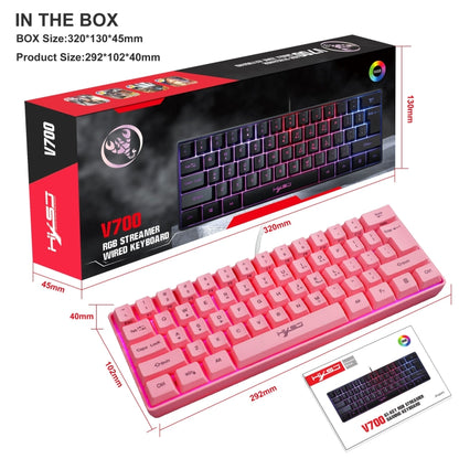 HXSJ V700 61 Keys RGB Lighting Gaming Wired Keyboard (Pink) - Wired Keyboard by HXSJ | Online Shopping UK | buy2fix