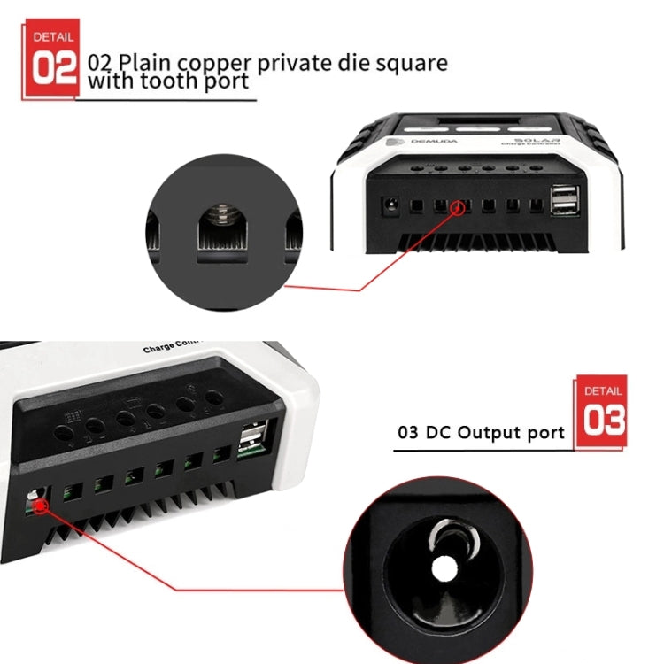 MPPT Solar Controller 12V / 24V / 48V Automatic Identification Charging Controller with Dual USB Output, Model:20A - Others by buy2fix | Online Shopping UK | buy2fix