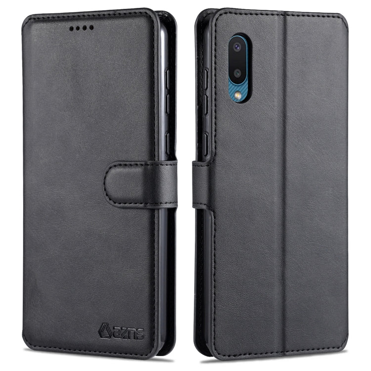 For Samsung Galaxy A02 AZNS Calf Texture Horizontal Flip Leather Case with Holder & Card Slots & Wallet & Photo Frame(Black) - Galaxy Phone Cases by AZNS | Online Shopping UK | buy2fix