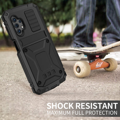 For Samsung Galaxy A32 5G / M32 5G R-JUST Waterproof Shockproof Dustproof Metal + Silicone Protective Case with Holder(Black) - Galaxy Phone Cases by R-JUST | Online Shopping UK | buy2fix