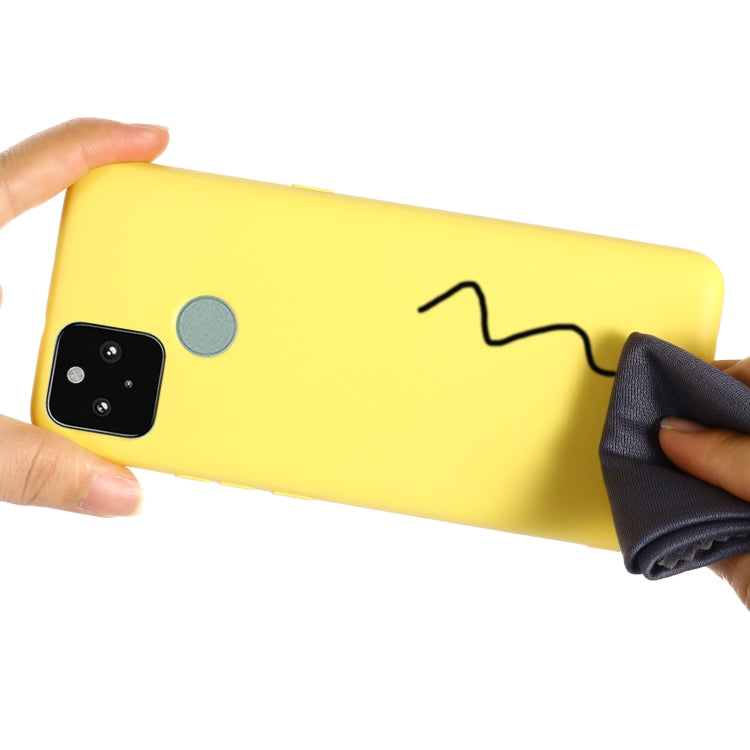 For Google Pixel 5A Solid Color Liquid Silicone Dropproof Full Coverage Protective Case(Yellow) - Google Cases by buy2fix | Online Shopping UK | buy2fix