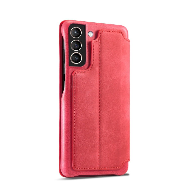 For Samsung Galaxy S21 FE LC.IMEEKE Hon Ancient Series Horizontal Flip Leather Case with Holder & Card Slot(Red) - Galaxy Phone Cases by LC.IMEEKE | Online Shopping UK | buy2fix