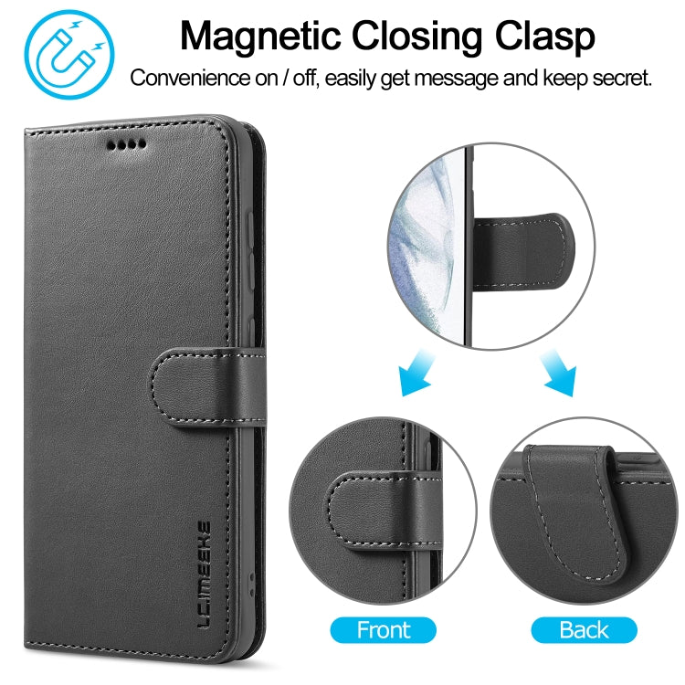 For Samsung Galaxy S21 FE LC.IMEEKE Calf Texture Horizontal Flip Leather Case, with Holder & Card Slots & Wallet(Black) - Galaxy Phone Cases by LC.IMEEKE | Online Shopping UK | buy2fix