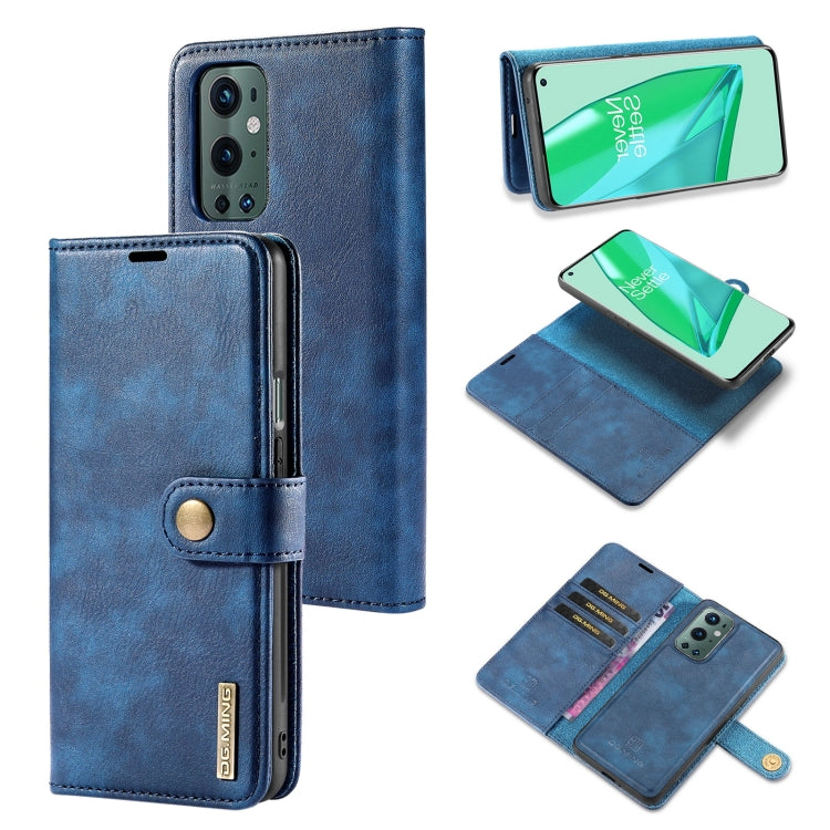 For OnePlus 9 Pro DG.MING Crazy Horse Texture Flip Detachable Magnetic Leather Case with Holder & Card Slots & Wallet(Blue) - OnePlus Cases by DG.MING | Online Shopping UK | buy2fix