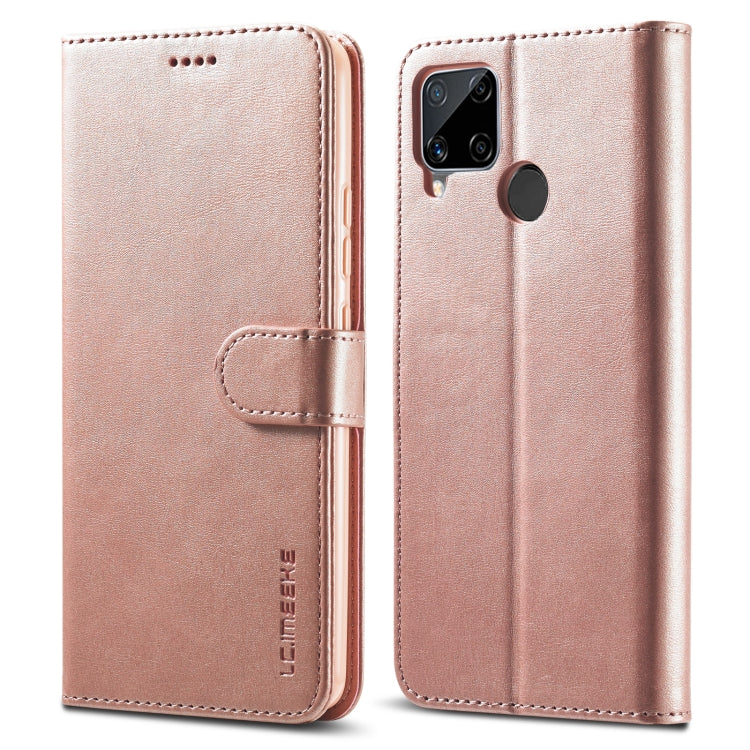 For OPPO Realme C15 / C12 / C25 LC.IMEEKE Calf Texture Horizontal Flip Leather Case, with Holder & Card Slots & Wallet(Rose Gold) - Realme Cases by LC.IMEEKE | Online Shopping UK | buy2fix