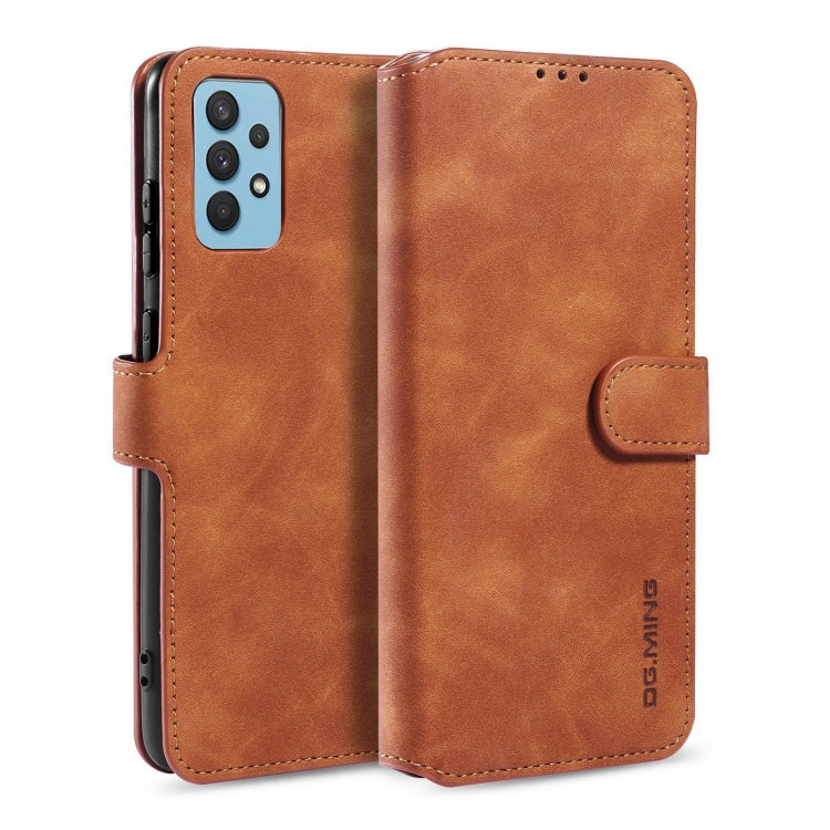 For Samsung Galaxy A32 4G DG.MING Retro Oil Side Horizontal Flip Leather Case with Holder & Card Slots & Wallet(Brown) - Galaxy Phone Cases by DG.MING | Online Shopping UK | buy2fix