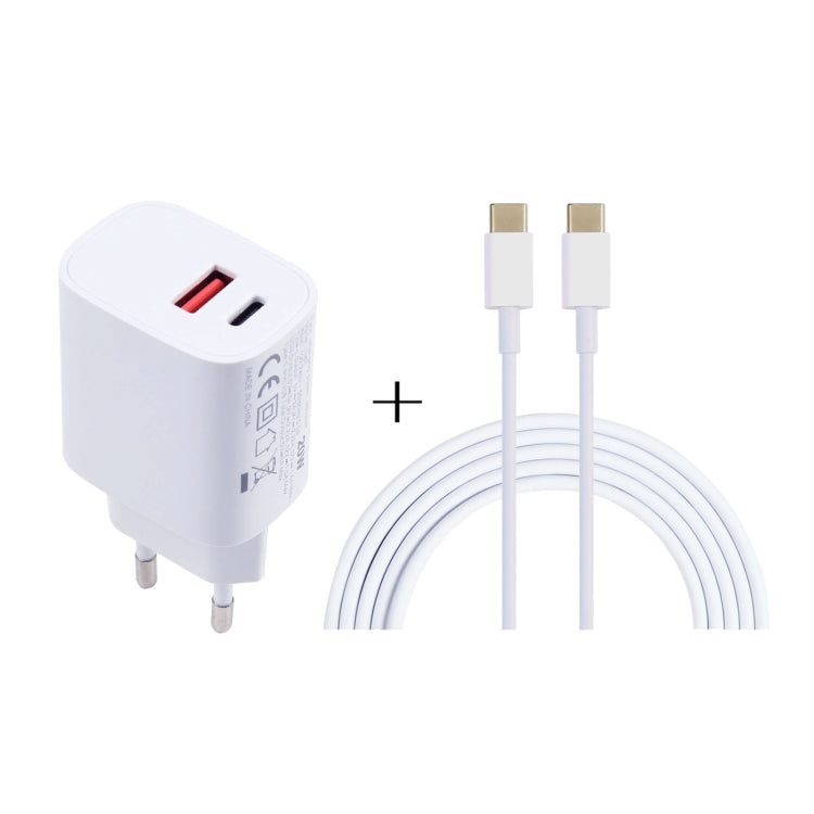 T087 20W USB-C / Type-C + USB Ports Charger with 100W Type-C to Type-C Fast Charging Cable 1m, EU Plug - Mobile Accessories by buy2fix | Online Shopping UK | buy2fix