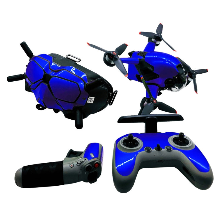 FPV-TZ-SF 4 in 1 Waterproof Anti-Scratch Decal Skin Wrap Stickers Personalized Film Kits for DJI FPV Drone & Goggles V2 & Remote Control & Rocker(Fluorescent Blue) - DJI & GoPro Accessories by buy2fix | Online Shopping UK | buy2fix