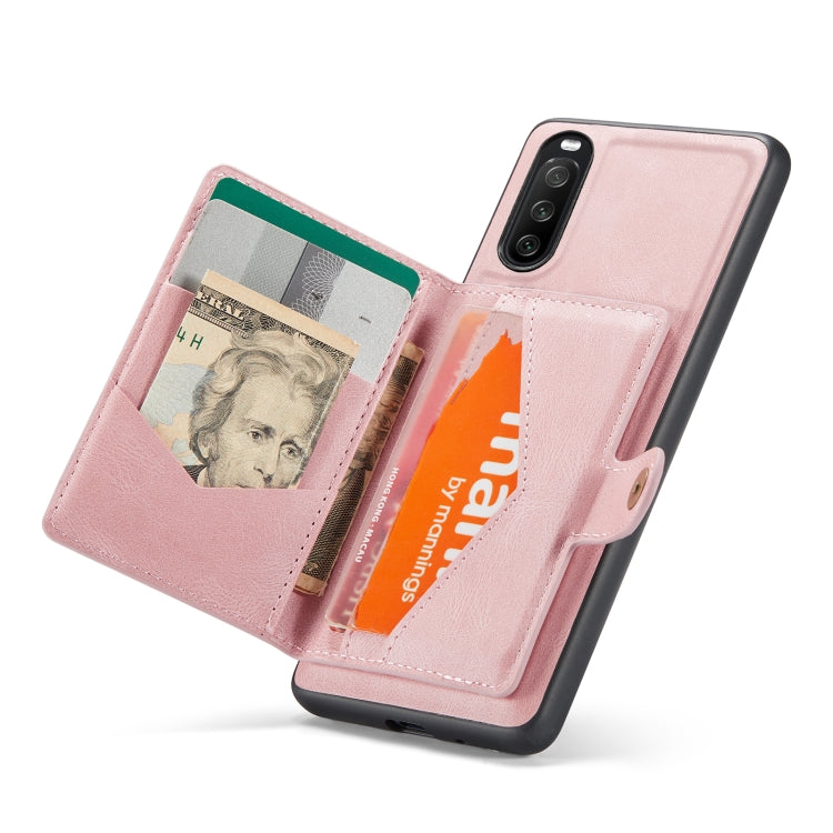 For Sony Xperia 10 III JEEHOOD Retro Magnetic Detachable Protective Case with Wallet & Card Slot & Holder(Pink) - Sony Cases by JEEHOOD | Online Shopping UK | buy2fix