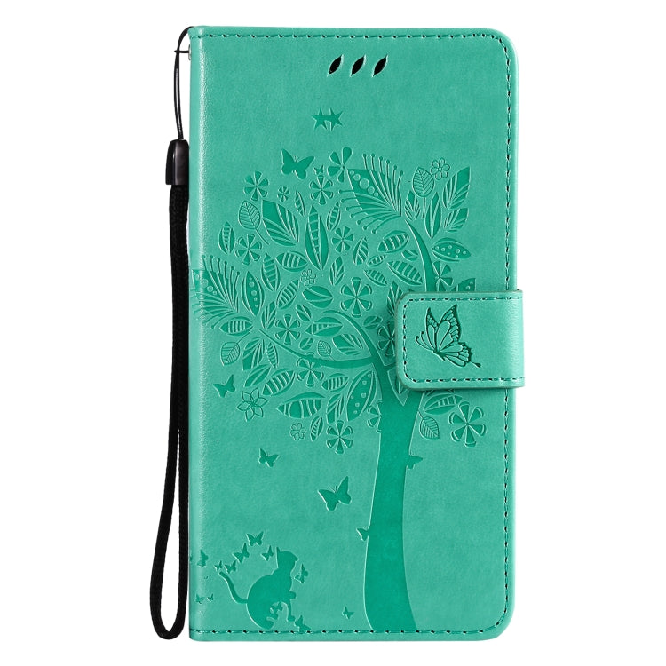 For Xiaomi Mi 11 Lite 5G Tree & Cat Pattern Pressed Printing Horizontal Flip PU Leather Case with Holder & Card Slots & Wallet & Lanyard(Green) - Xiaomi Cases by Diaobaolee | Online Shopping UK | buy2fix