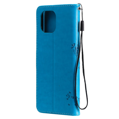 For Xiaomi Mi 11 Lite 5G Tree & Cat Pattern Pressed Printing Horizontal Flip PU Leather Case with Holder & Card Slots & Wallet & Lanyard(Blue) - Xiaomi Cases by Diaobaolee | Online Shopping UK | buy2fix