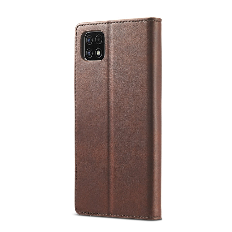 For Samsung Galaxy A22 5G LC.IMEEKE Calf Texture Horizontal Flip Leather Case with Holder & Card Slots & Wallet(Brown) - Galaxy Phone Cases by LC.IMEEKE | Online Shopping UK | buy2fix