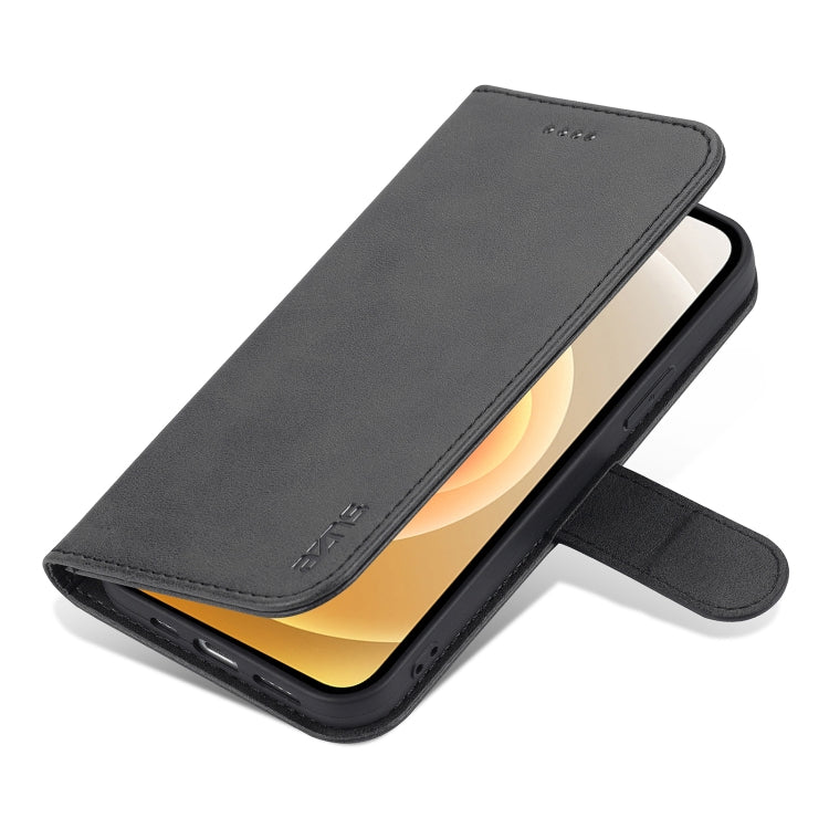 For iPhone 12 / 12 Pro AZNS Skin Feel Calf Texture Horizontal Flip Leather Case with Card Slots & Holder & Wallet(Black) - iPhone 12 / 12 Pro Cases by AZNS | Online Shopping UK | buy2fix