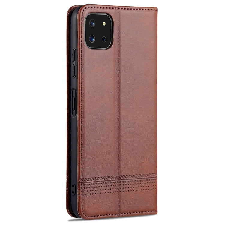 For Samsung Galaxy A22 5G AZNS Magnetic Calf Texture Horizontal Flip Leather Case with Card Slots & Holder & Wallet(Dark Brown) - Galaxy Phone Cases by AZNS | Online Shopping UK | buy2fix