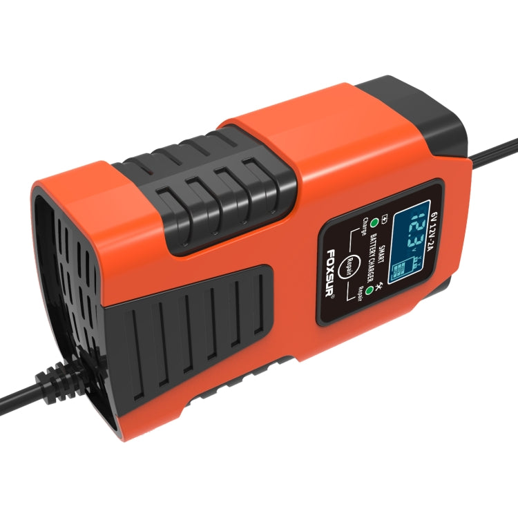 FOXSUR 2A / 6V / 12V Car / Motorcycle 3-stage Full Smart Battery Charger, Plug Type:EU Plug(Red) - In Car by FOXSUR | Online Shopping UK | buy2fix