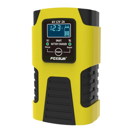 FOXSUR 2A / 6V / 12V Car / Motorcycle 3-stage Full Smart Battery Charger, Plug Type:EU Plug(Yellow) - In Car by FOXSUR | Online Shopping UK | buy2fix