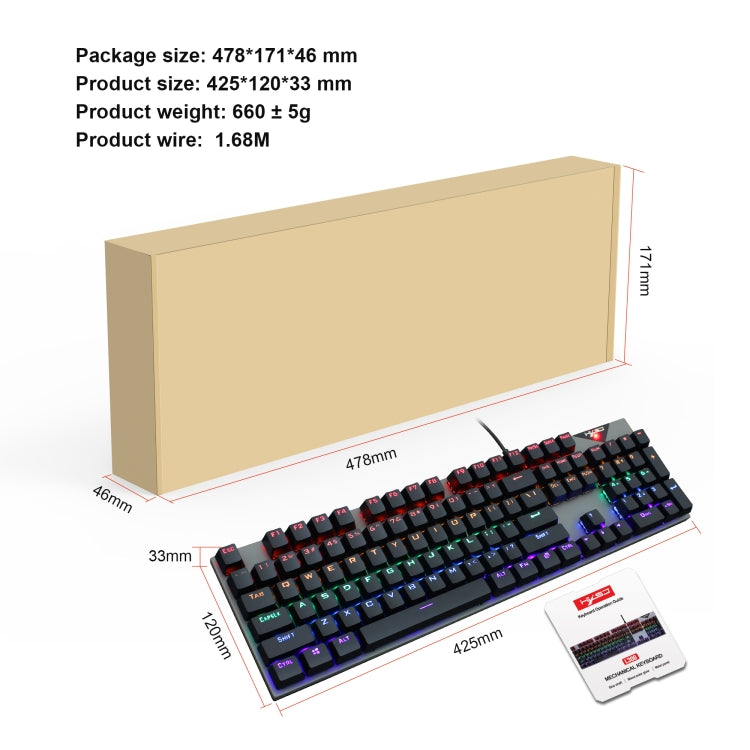 HXSJ L300 104 Keys USB Port LED Lighting Wired Mechanical Keyboard(Black) - Wired Keyboard by HXSJ | Online Shopping UK | buy2fix