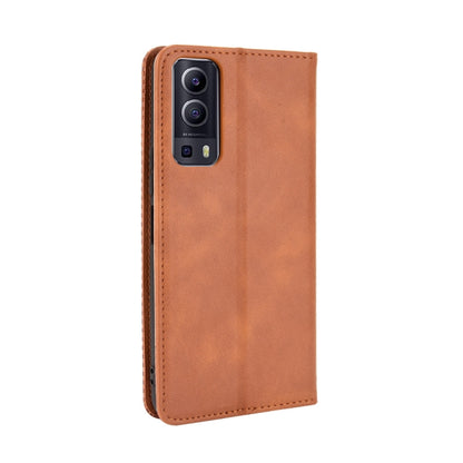 For vivo Y72 5G / iQOO Z3 5G Magnetic Buckle Retro Crazy Horse Texture Horizontal Flip Leather Case with Holder & Card Slots & Photo Frame(Brown) - vivo Cases by buy2fix | Online Shopping UK | buy2fix