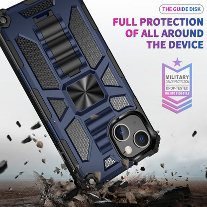 For iPhone 13 Armor Shockproof TPU + PC Magnetic Protective Case with Holder(Blue) - iPhone 13 Cases by buy2fix | Online Shopping UK | buy2fix