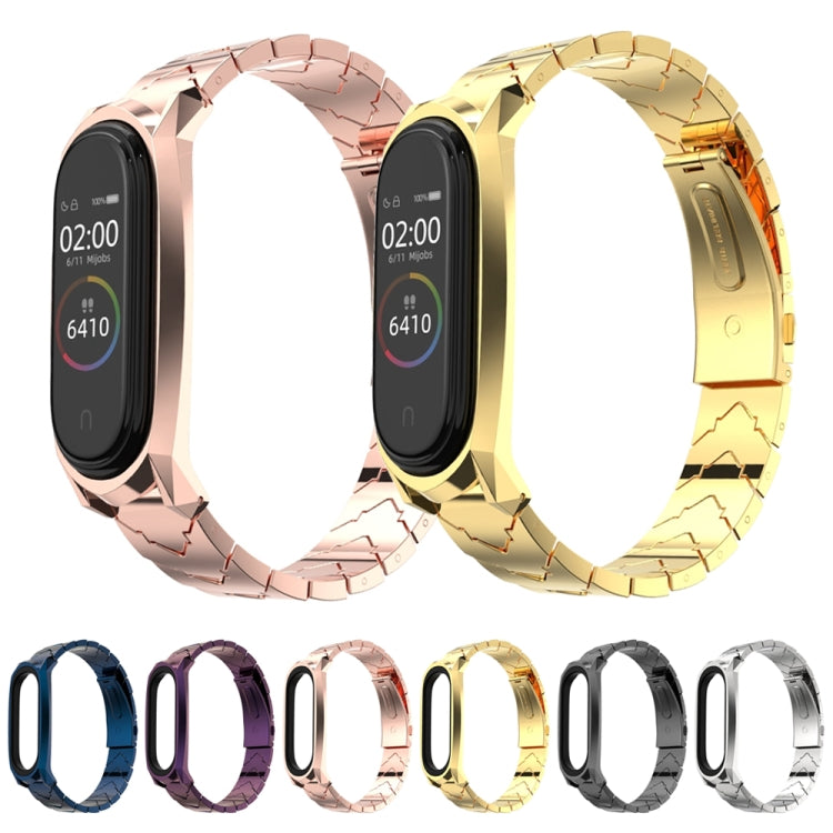 For Xiaomi Mi Band 6 / 5 / 4 / 3 Mijobs GT Metal Stainless Steel V Type Watch Band(Rose Gold) - Watch Bands by MIJOBS | Online Shopping UK | buy2fix