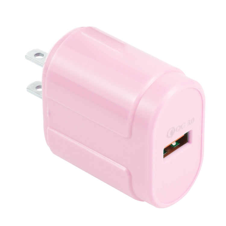 13-3 QC3.0 Single USB Interface Macarons Travel Charger, US Plug(Pink) - Mobile Accessories by buy2fix | Online Shopping UK | buy2fix