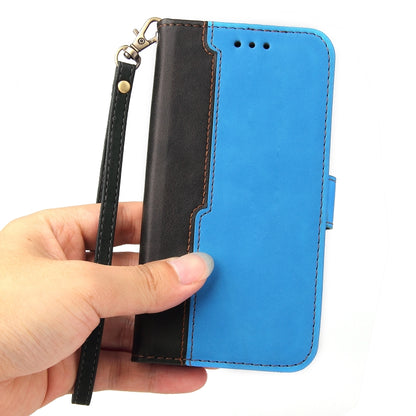 For iPhone 13 Pro Business Stitching-Color Horizontal Flip PU Leather Case with Holder & Card Slots & Photo Frame  (Blue) - iPhone 13 Pro Cases by buy2fix | Online Shopping UK | buy2fix