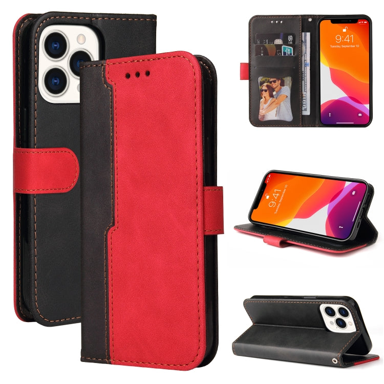 For iPhone 13 Pro Max Business Stitching-Color Horizontal Flip PU Leather Case with Holder & Card Slots & Photo Frame  (Red) - iPhone 13 Pro Max Cases by buy2fix | Online Shopping UK | buy2fix