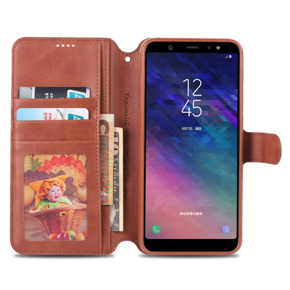 For Galaxy A6 2018 AZNS Calf Texture Magnetic Horizontal Flip PU Leather Case with Holder & Card Slots & Photo Frame(Brown) - Galaxy Phone Cases by AZNS | Online Shopping UK | buy2fix