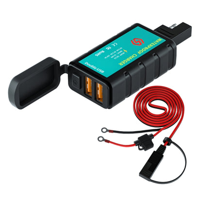 WUPP ZH-1422C3 Motorcycle Square Dual USB Fast Charging Charger with Switch + Integrated SAE Socket + 1.4m OT Terminal Cable - In Car by WUPP | Online Shopping UK | buy2fix