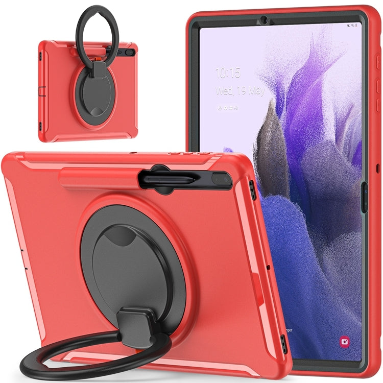 For Samsung Galaxy Tab S8+ / Tab S8 Plus /  Tab S7 FE / Tab S7+/S7 FE 12.4 inch T970 Shockproof TPU + PC Protective Case with 360 Degree Rotation Foldable Handle Grip Holder & Pen Slot(Red) - Galaxy Tab S8+ Cases by buy2fix | Online Shopping UK | buy2fix