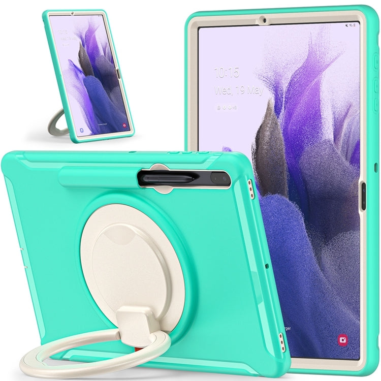 For Samsung Galaxy Tab S8+ / Tab S8 Plus /  Tab S7 FE / Tab S7+/S7 FE 12.4 inch T970 Shockproof TPU + PC Protective Case with 360 Degree Rotation Foldable Handle Grip Holder & Pen Slot(Mint Green) - Galaxy Tab S8+ Cases by buy2fix | Online Shopping UK | buy2fix