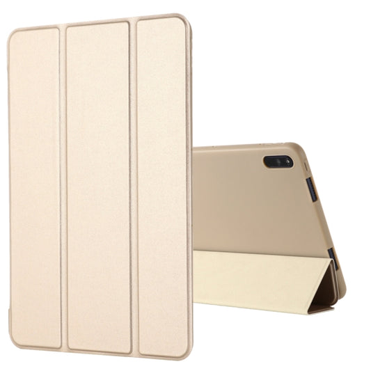 For Huawei MatePad 11 (2021) GEBEI Shockproof Horizontal Flip Leather Case with Three-folding Holder(Gold) - Huawei by GEBEI | Online Shopping UK | buy2fix