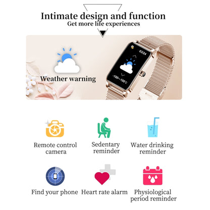 ZX19 1.45 inch HD Screen Bluetooth 5.0 IP68 Waterproof Women Smart Watch, Support Sleep Monitor / Menstrual Cycle Reminder / Heart Rate Monitor / Blood Oxygen Monitoring, Style: Steel Strap(Gold) - Smart Wear by buy2fix | Online Shopping UK | buy2fix