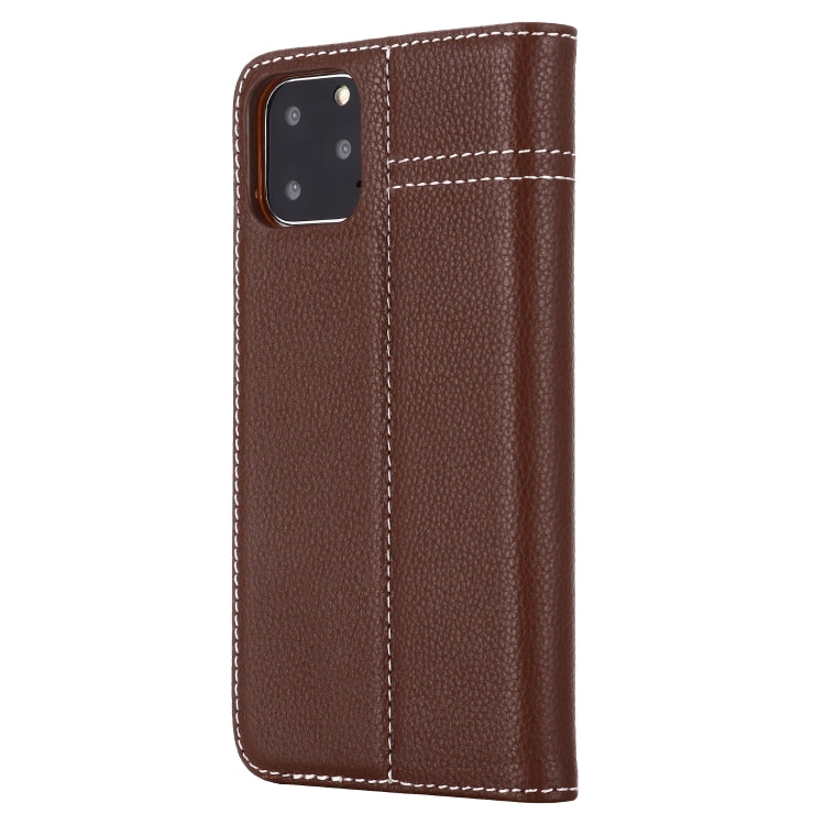 For iPhone 11 Pro Max GEBEI Top-grain Leather Horizontal Flip Protective Case with Holder & Card Slots(Brown) - iPhone 11 Pro Max Cases by GEBEI | Online Shopping UK | buy2fix