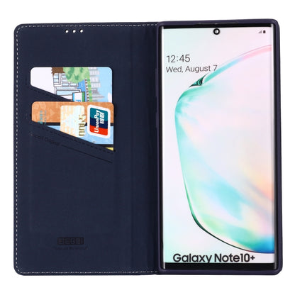 For Galaxy Note 10  GEBEI Top-grain Leather Horizontal Flip Protective Case with Holder & Card Slots(Blue) - Galaxy Phone Cases by GEBEI | Online Shopping UK | buy2fix