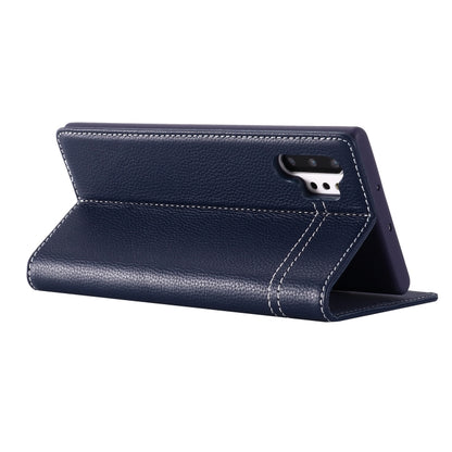 For Galaxy Note 10  GEBEI Top-grain Leather Horizontal Flip Protective Case with Holder & Card Slots(Blue) - Galaxy Phone Cases by GEBEI | Online Shopping UK | buy2fix