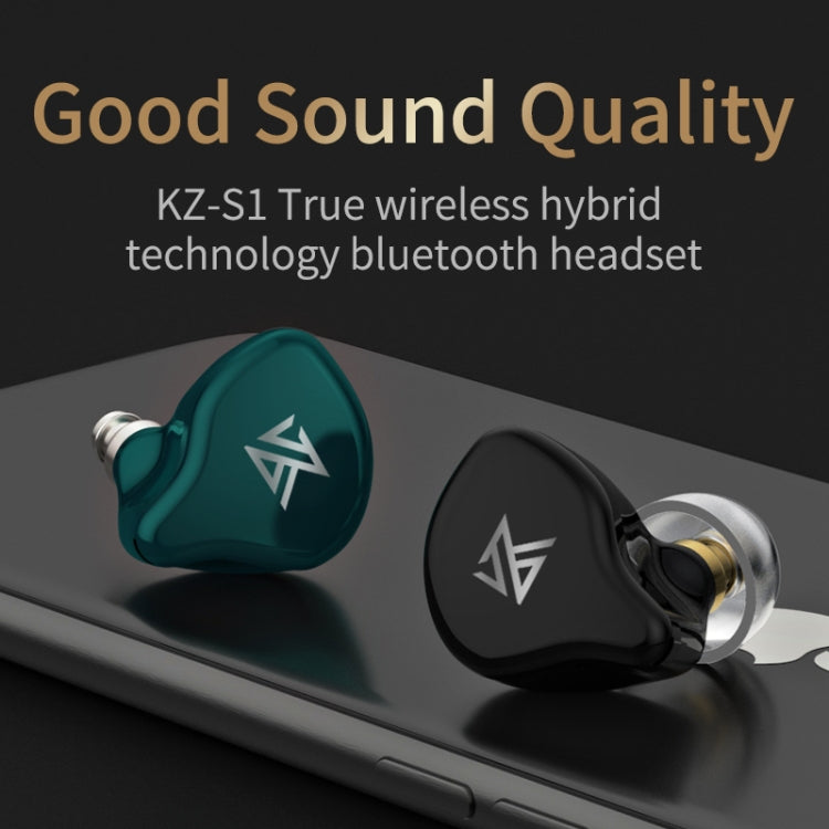 KZ S1 1DD+1BA Hybrid Technology Wireless Bluetooth 5.0 Stereo In-ear Sports Earphone with Microphone(Green) - Bluetooth Earphone by KZ | Online Shopping UK | buy2fix