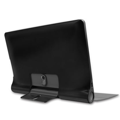 For Lenovo Yoga Smart Tab Custer Texture Horizontal Flip Leather Case with Two-folding Holder(Black) - For Lenovo by buy2fix | Online Shopping UK | buy2fix