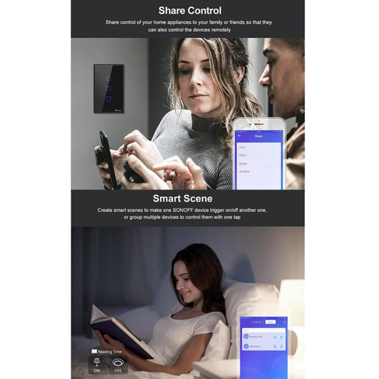 Sonoff T3 US-TX 433 RF WIFI Smart Remote Control Wall Touch Switch, US Plug, Style:Single Button - Smart Switch by Sonoff | Online Shopping UK | buy2fix