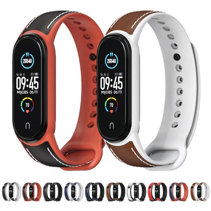 For Xiaomi Mi Band 5/6/7 MIJOBS TPU + Leather Watch Band(Blue+Black) - Watch Bands by MIJOBS | Online Shopping UK | buy2fix