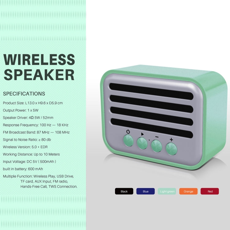 New Rixing NR-102 Mini TWS Bluetooth Speaker(Light Green) - Mini Speaker by New Rixing | Online Shopping UK | buy2fix