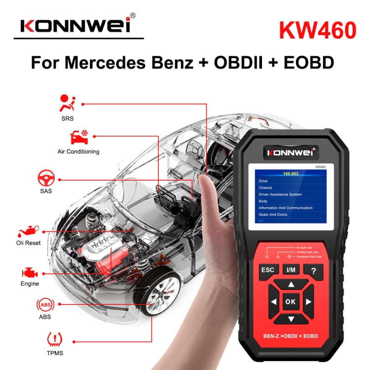 KONNWEI KW460 Car 2.8 inch 12V Lead-acid Battery Tester Fault Diagnosis Instrument - In Car by KONNWEI | Online Shopping UK | buy2fix