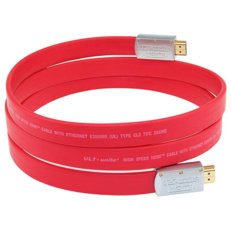 ULT-unite 4K Ultra HD Gold-plated HDMI to HDMI Flat Cable, Cable Length:18m(Red) - Cable by ult-unite | Online Shopping UK | buy2fix