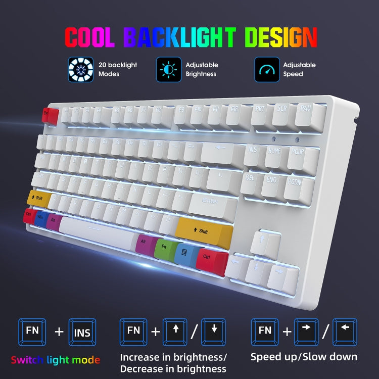 HXSJ L600 87 Keys USB-C / Type-C Wired Red Shaft Mechanical Keyboard with Cool Backlight(Black) - Wired Keyboard by HXSJ | Online Shopping UK | buy2fix