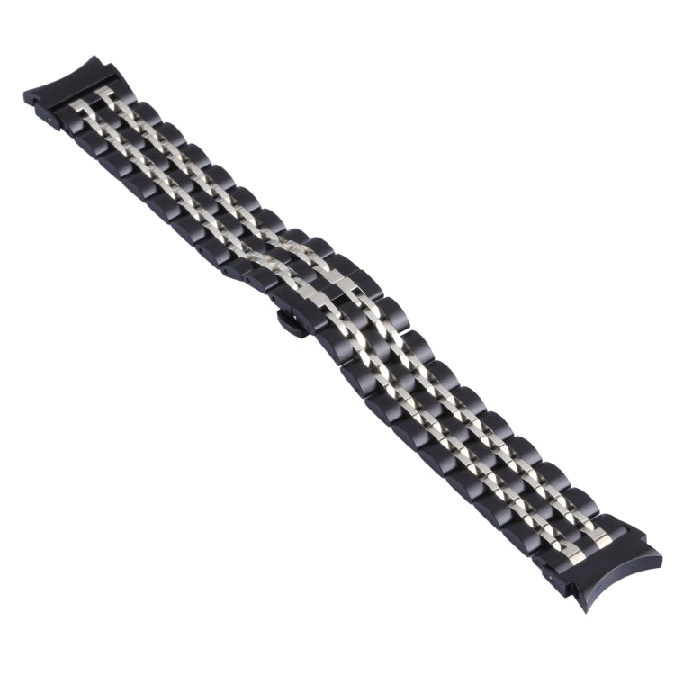 For Samsung Galaxy Watch4 40mm/44mm Seven-bead Stainless Steel Watch Band(Black Silver) - Smart Wear by buy2fix | Online Shopping UK | buy2fix