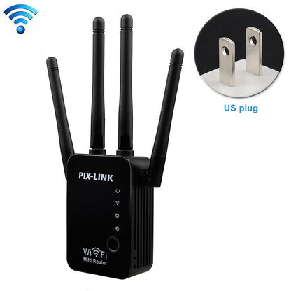 Wireless Smart WiFi Router Repeater with 4 WiFi Antennas, Plug Specification:US Plug(Black) -  by buy2fix | Online Shopping UK | buy2fix