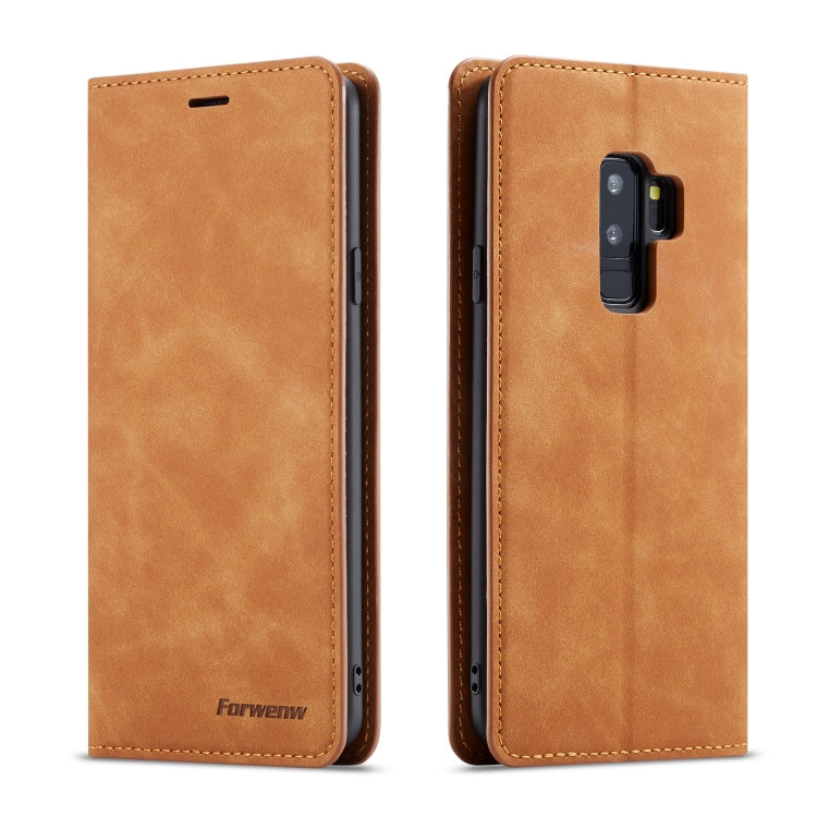 For Galaxy S9 Forwenw Dream Series Oil Edge Strong Magnetism Horizontal Flip Leather Case with Holder & Card Slots & Wallet & Photo Frame(Brown) - Galaxy Phone Cases by Forwenw | Online Shopping UK | buy2fix